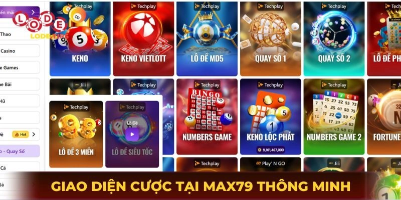 Giao diện cược tại Max79 thông minh