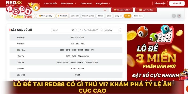 Lô Đề Online Tại Red88 Có Gì Thú Vị? Khám Phá Tỷ Lệ Ăn Cực Cao
